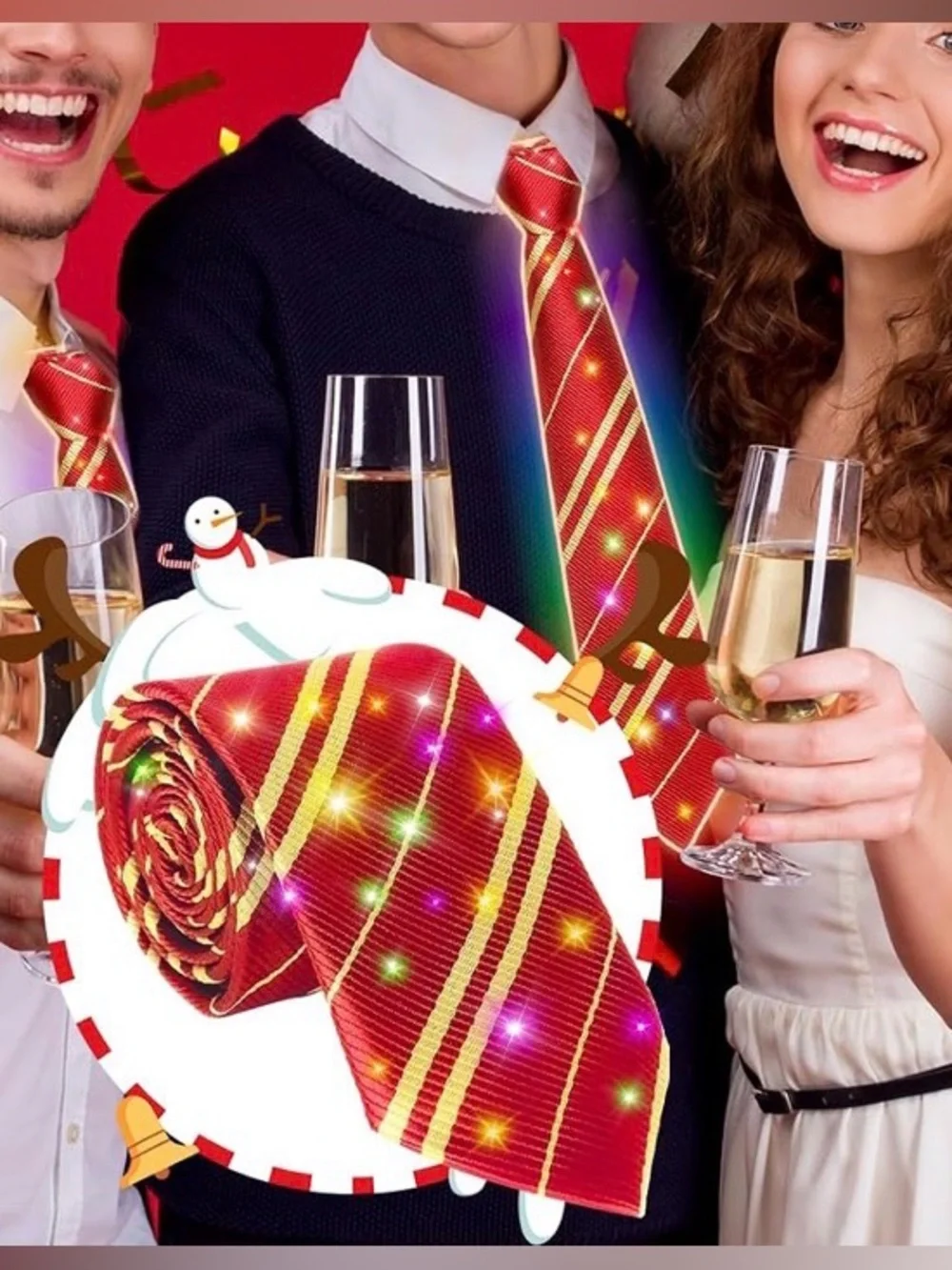 LED Light-Up Cosplay Tie – Red Striped